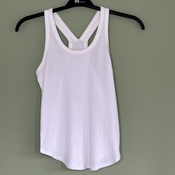 Loft Racerback Tank Top sz M Cotton White Preppy Y2K Yoga Activewear - Picture 1 of 6
